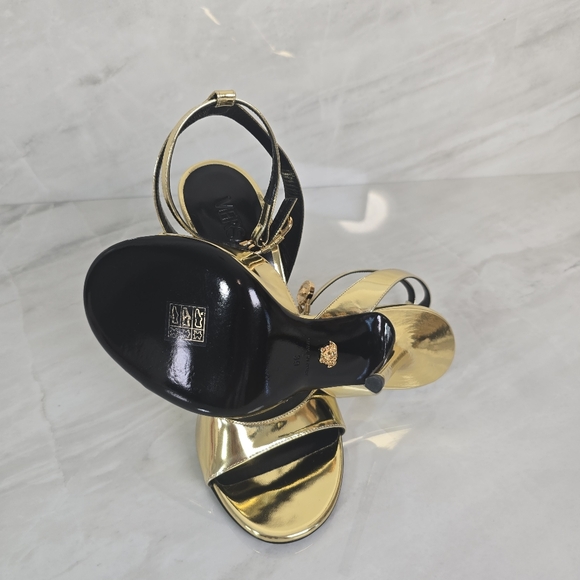 Versace Gold Safety Pin Heels - Picture 9 of 9